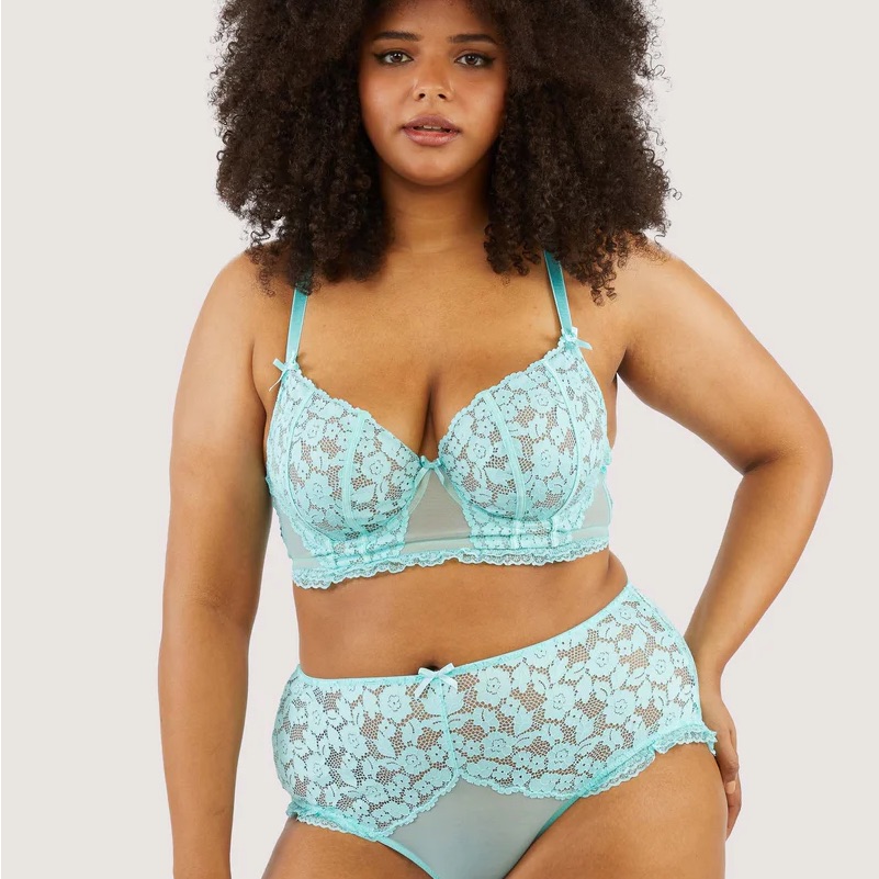 Fh X Playful Promises Vega Aqua Lace And Frill Longline Bra Size 40dd/E